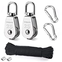 TooTaci 2 Piezas 25mm Poleas de Bloque de única en Plata Acero Inoxidable 304-polea monobloque grúa giratoria de Gancho…